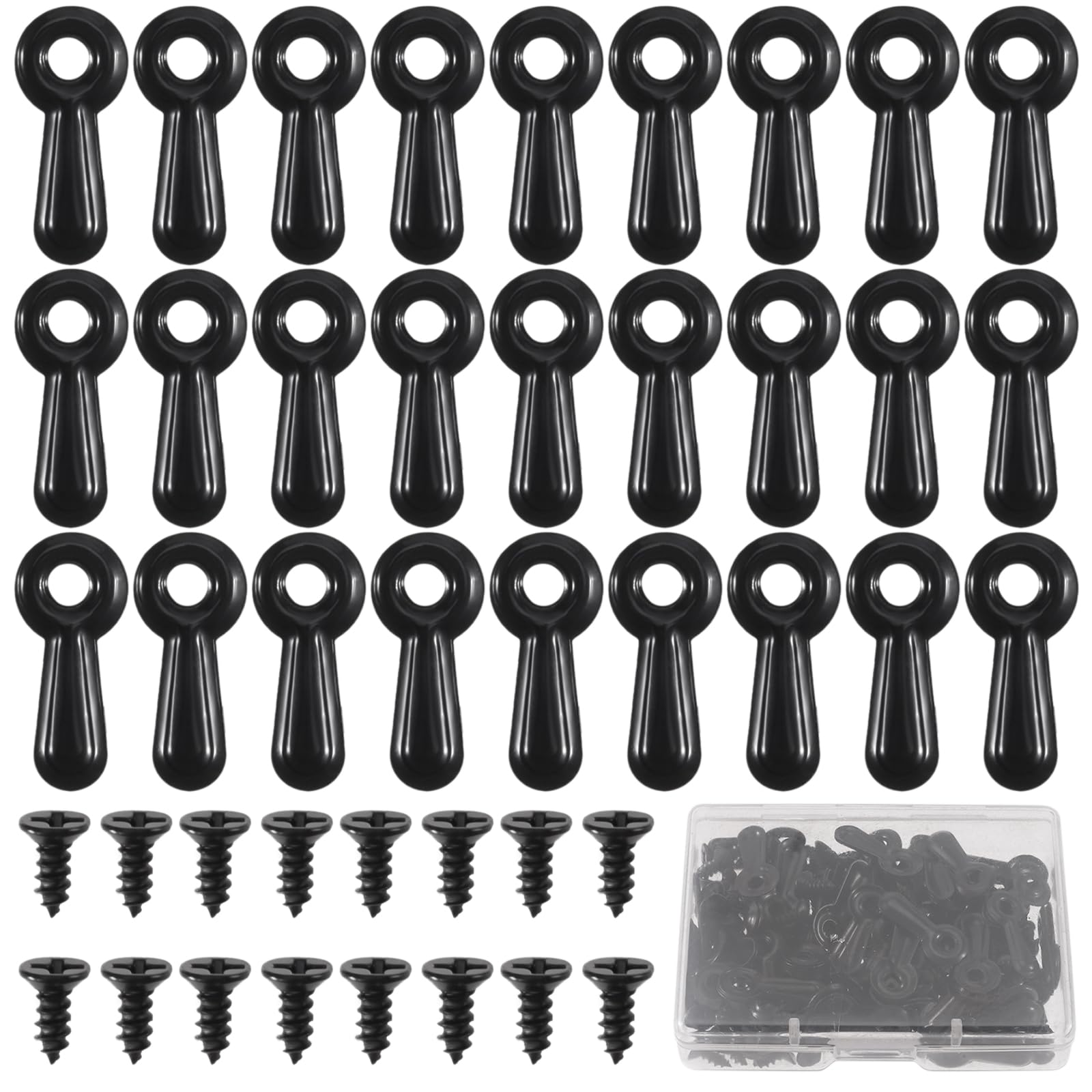 Picture Frame Turn Button Fasteners Set, 100Pcs Picture Frame Backing Hardware with 100 Pieces Screws for Hanging Pictures, Photos, Drawing Black