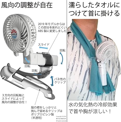 Amazon クールタオル扇風機 冷却タオルファン 水の気化熱で６ マイナス 服の中へ送風 Usb充電池式 ハンズフリー ハンディファン 携帯 扇風機 首掛けタオル付 ３インチファン白 タオル青 Tokyo Fan 扇風機 通販
