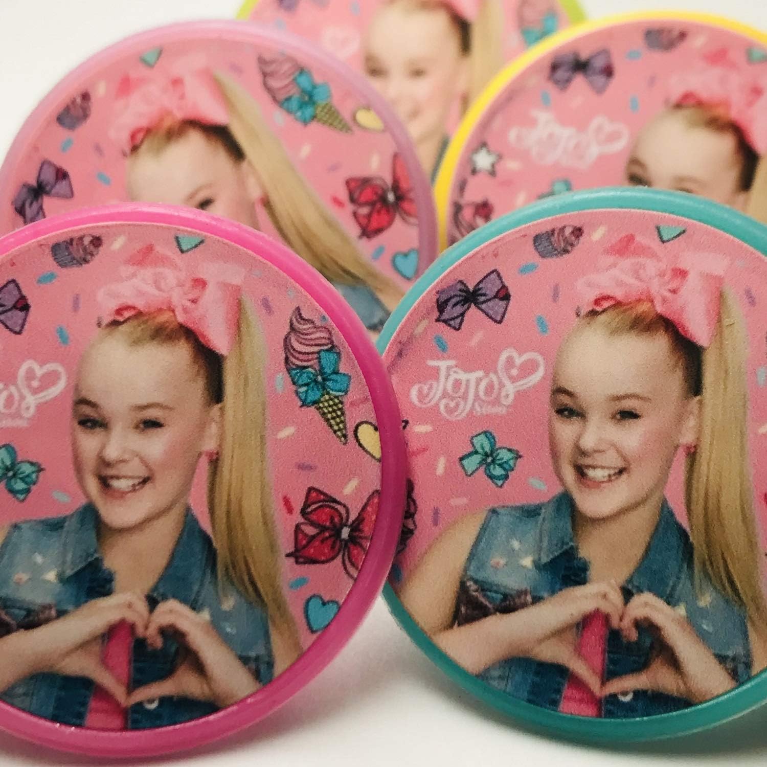 Jojo Siwa Cupcake Toppers Rings Birthday Party Favors Party