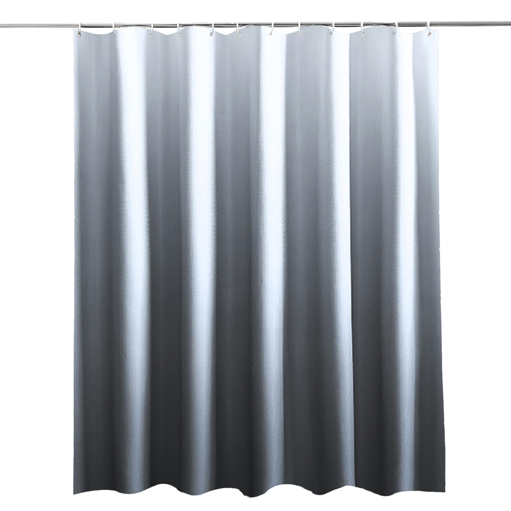 Trimming Shop Gradient Shower Curtain - Grey & White Polyester Fabric Bathroom Curtain, Mould Resistant, With 12 Hooks, Washable 180x180cm Long Shower Liner, Blackout Design for Stylish Bathroom
