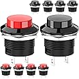 DIYhz Momentary Push Button Switch Mini No Lock Round Switch AC 250V / 3A AC 125V /6A Off-ON Red & Black Cap (10 pcs)