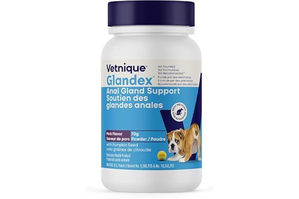 Vetnique Glandex for Dogs Anal Gland Powder, Support for Scooting & Fishy Odor, Boot the Scoot Fiber Supplement, Pumpkin Powd