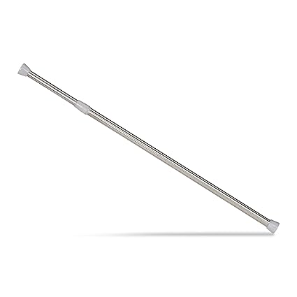 Relaxdays Teleskopstange, Klemmstange für Gardinen, Duschvorhänge, Türrahmen UVM, ohne Bohren, Edelstahl, 66-110 cm, Silber