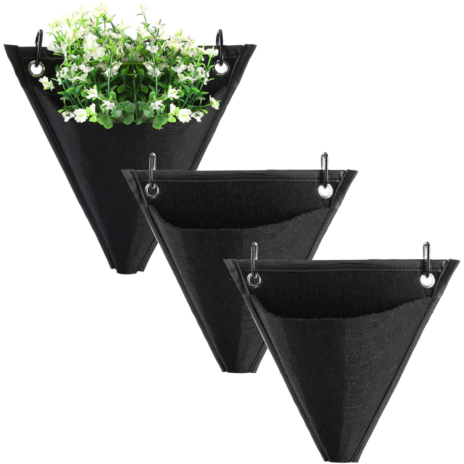 SHINROAD 3/6Pcs Felt Cloth Plants Hanging Bags Set 8.27" x 9.45" Wall Planter Baskets, Floating Plant Pot with Hooks for Indoor Outdoor Home Room Garden Decor 3Pcs/1 Set
