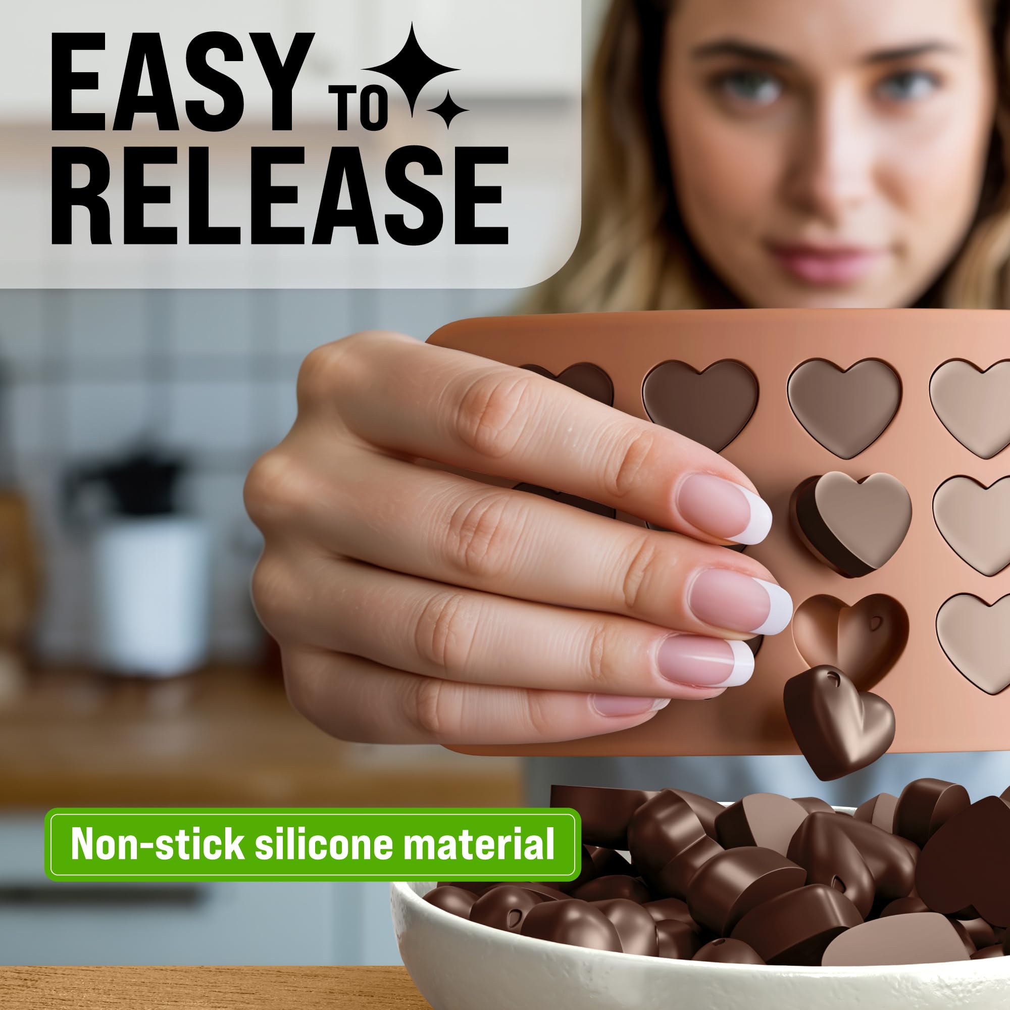 Silicone Molds for Chocolate - Set of 6 - Non-Stick & Food Grade Chocolate Molds Silicone for Jelly Candies, Truffles, Bath Melts & Candles - Candy Mold With Free Recipes eBook - Dishwasher Safe