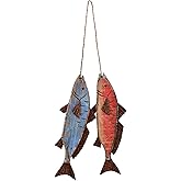 Morning View Wood Fish Wall Decor Nautical Decorations for Home Beach House Coastal Hanging Fish Decor Set of 2 Ocean Lake Sea Theme Wall Art Sculpture Bathroom Bedroom