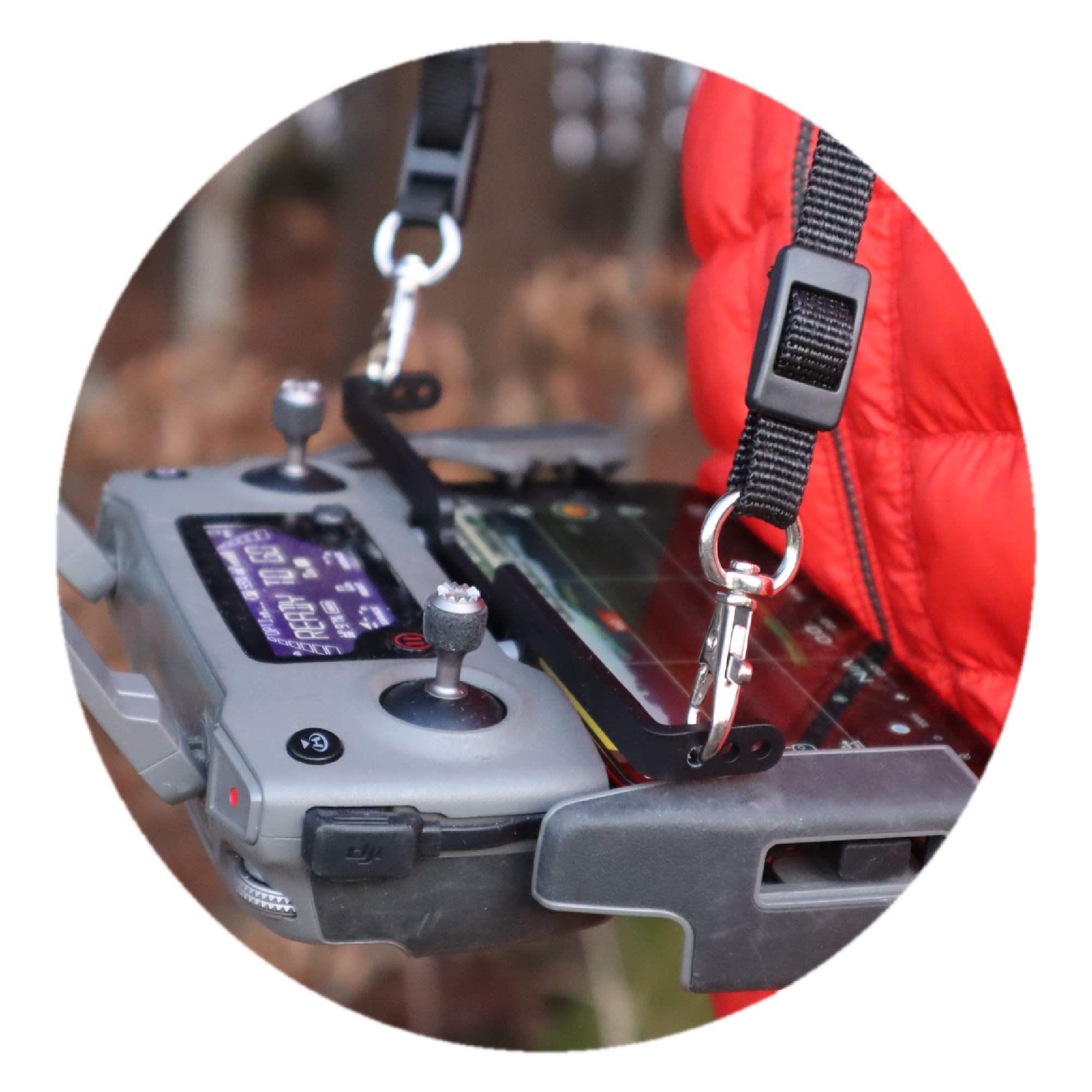 Roboterwerk Shoulder Strap (DJI Mavic (2) Spark Air) Aluminium Frame with Neoprene Lanyard, Black Anodised, aluminium Black, DJI Faltcontroller (Handy unten)