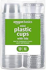 Amazon Basics Disposable Plastic To-Go Cups and Lids, Mini, 2oz, 50 Count