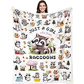 Raccoon Blanket Gifts for Girls Women Ultra Soft Flannel Raccoon Throw Blanket Cute Raccoons Lovers Gifts Birthday Decor for Kids Stuff 50"x40"