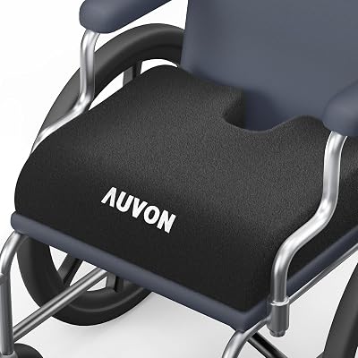 AUVON Wheelchair Seat Cushion Memory Foam 18x16x3 with Safety Strap
