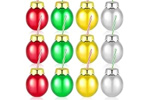 Suclain 12 Pcs Christmas Plastic Balls Cups with Lids and Straws 12oz Fillable Light Bulb Cup Ornaments Red Green Ball Shaped Drinking Cups for Xmas Party Decoration (Gold,Green,Red,Silver)