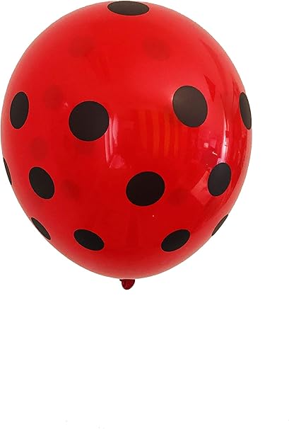 Amazon Balloonplay 10インチ 赤と黒の水玉模様プリント円形ラテックス風船 てんとう虫がテーマの誕生日やパーティーの装飾に 50個 風船 バルーン おもちゃ