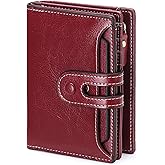 GOIACII Small Wallet Women Rfid Blocking Genuine Leather Compact Bifold Card Holder for Women with Zipper Coin Pocket 2 ID Windows
