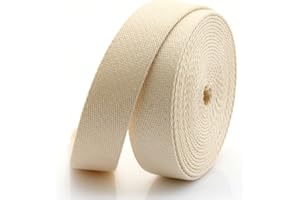 CRAFTMEMORE Heavy Cotton Webbing - Straps for Arts and Crafts, Luxury Bag Strap High Density Webbing (1 Inch x 5 Yards, Beige)