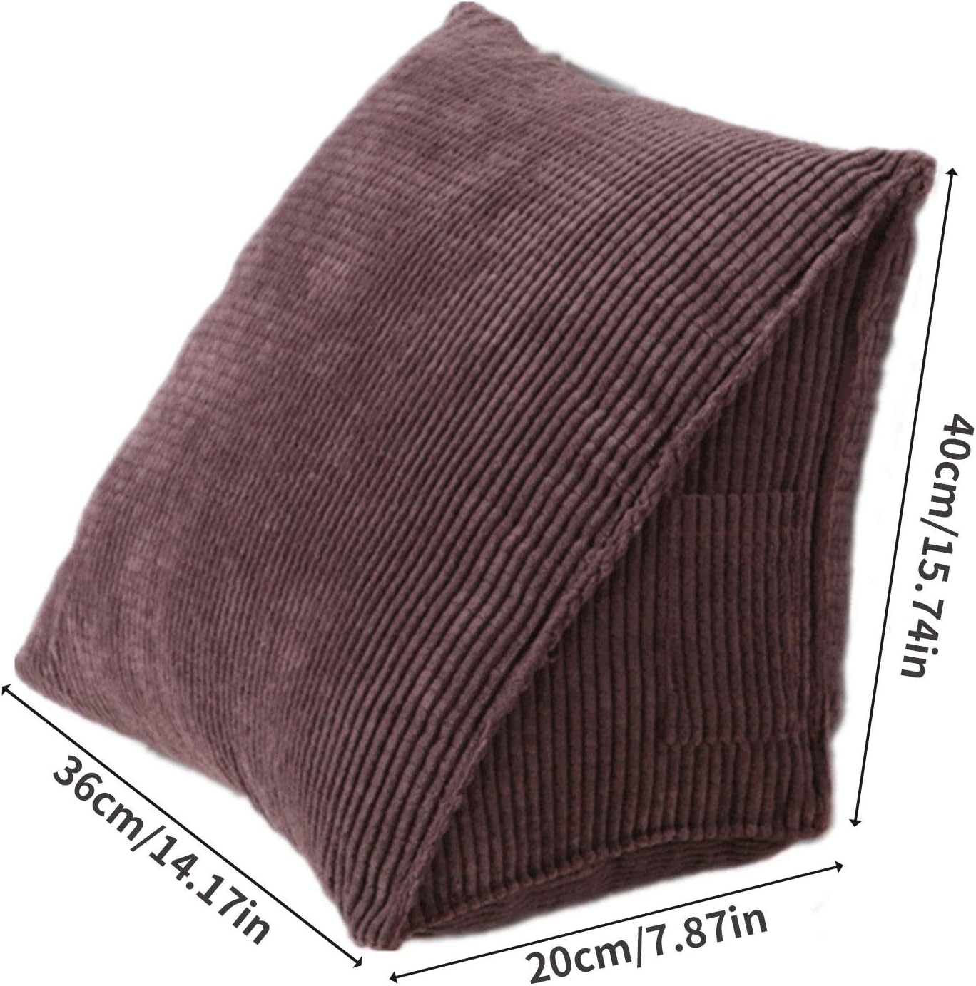 Nutteri Triangle Back Cushion Corduroy Wedge Soft Reading Pillow Backrest Positioning Support Pillows for Office Home Bed Sofa Chair (Coffee, 15.7×14.2×7.9 inch): Kitchen & Dining