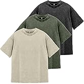 Mens Oversized T Shirts Acid Washed Vintage Loose Fit Unisex Tee Short Sleeve Streetwear Casual T-Shirts