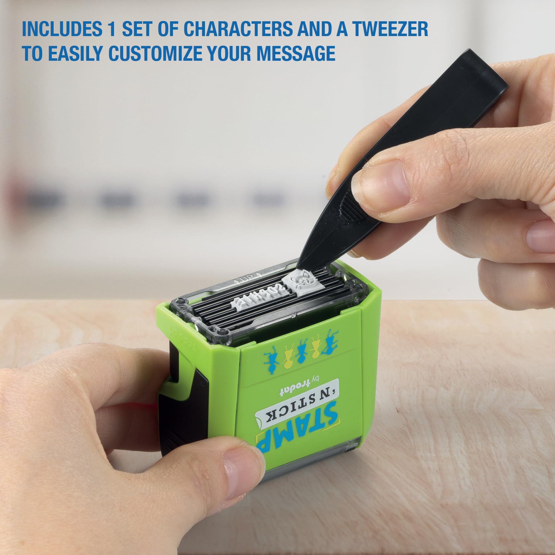 Trodat Stamp 'N Stick Clothes and Personal Belongings DIY Stamper, English Text with Special Characters – 3 Lines – Dermatologically Tested Ink, Dishwasher and Washing Machine Safe Ink