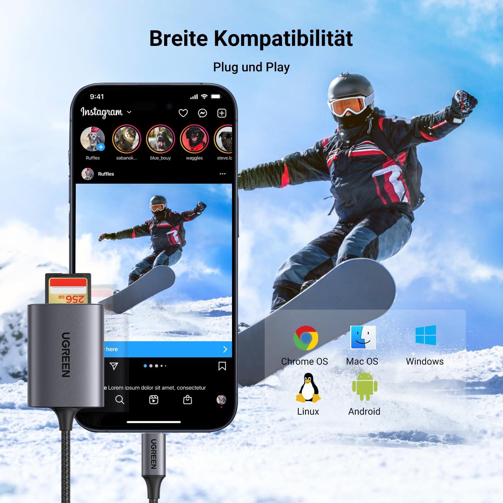 UGREEN USB C 170MB/S Kartenleser SD Micro SD Card Reader Kartenlesegerät USB C Card Reader kompatibel mit iPhone 17 Serien, Galaxy S25 Serie, iPad Pro/iPad Air, MacBook Pro/MacBook Air usw (SD 3.0) 4