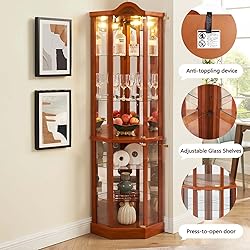 Firscook Lighted 3-Side Glass Display Curio