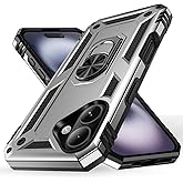 Korecase Silver Case for iPhone 16 with 360° Rotating Metal Ring Holder,[Heavy Duty Shockproof Armor] Military Grade Protective for iPhone16 Phone Case 6.1-inch