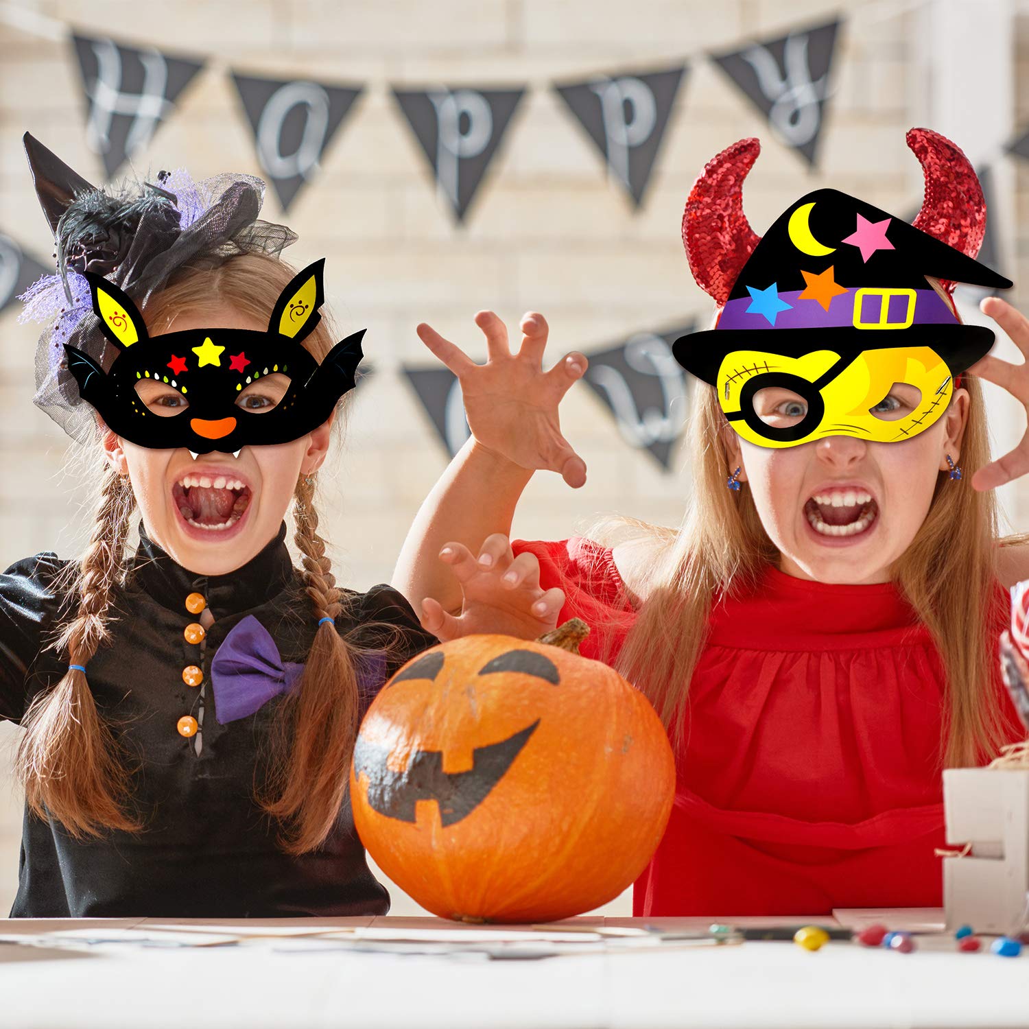 20 Pièces de Masques dHalloween Assortis Masques de Chauve-Souris 