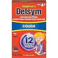 Delsym Cough Suppressant for Children and Adults, Grape, 3 Fluid Ounce