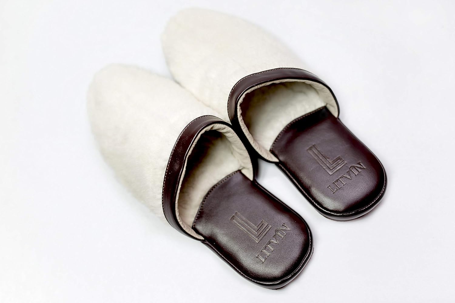 white leather slippers