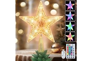 NOICLUB Christmas Tree Topper, 9" Lighted Christmas Tree Topper Star KBG LED 20 Light Modes Color Changing USB Powered with Versatile Remote Controller for Xmas Decorations