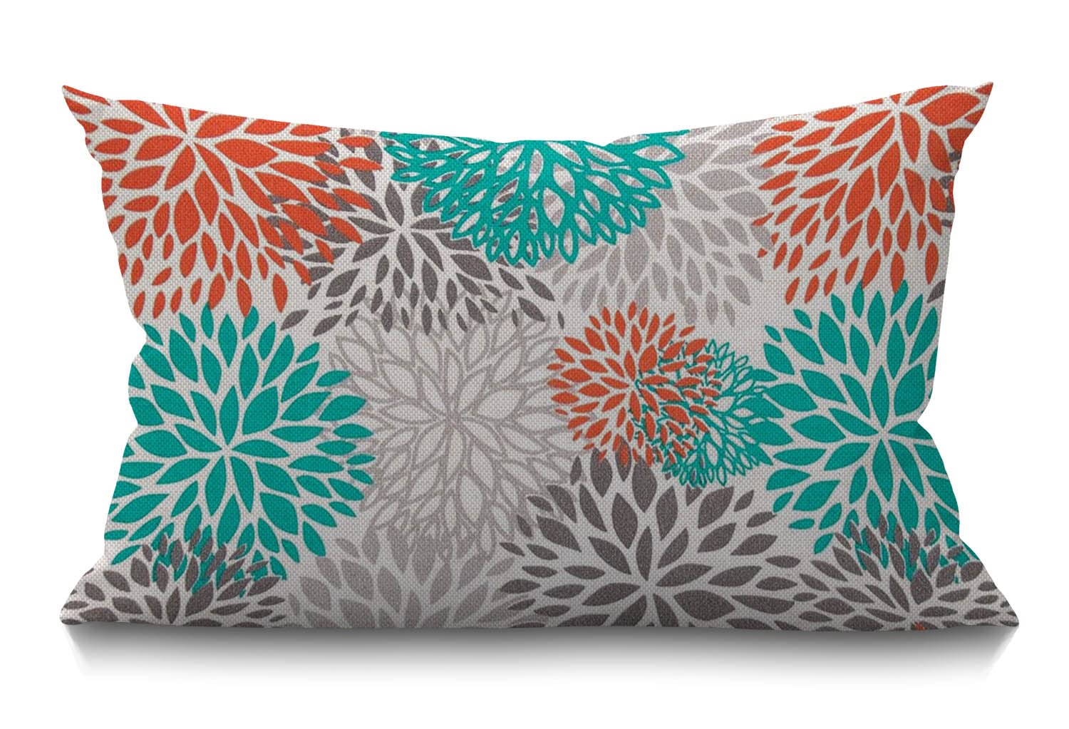 BGBDEIA Decorative Linen Cushion Covers 30 x 50 cm (12" x 20") Rectangular Blue Aqua Orange Gray Floral Anchors pattern Throw Pillow Covers for Garden Patio Living Room Couch Sofa