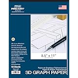 PRO ART Graph Paper Pad, 8-1/2-inch x 11-inch, 50 Sheet Tape Bound, White/Blue
