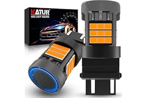 3157 T25 LED Bulb, KATUR Canbus 500% Brightness 3000LM Amber Yellow with Cooling Fan P27/7W 3157A 3157NA LED for Turn Signal 