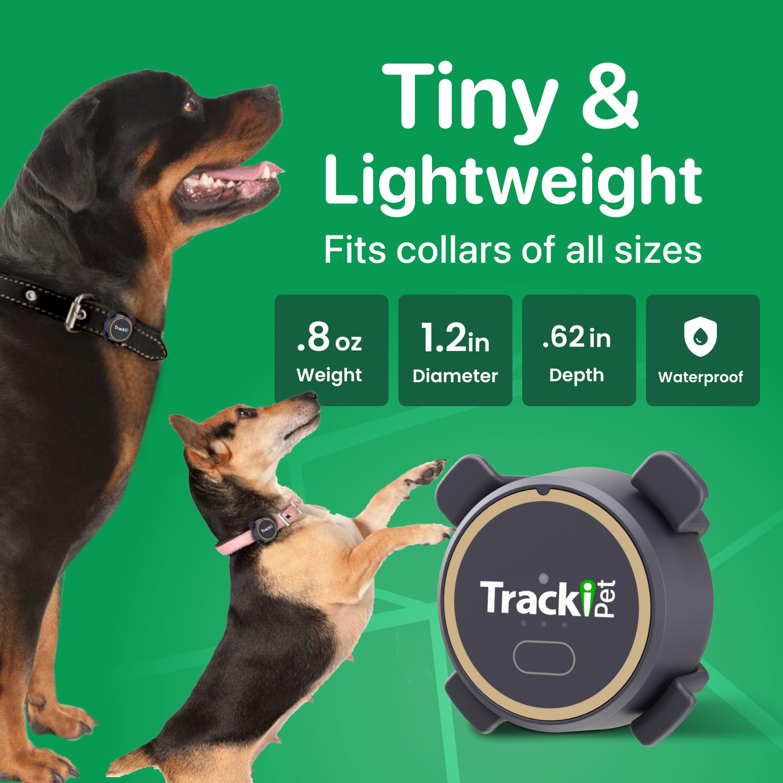 Dog GPS Tracker - Real-Time Tracking Device - Smart Alerts & Geo-Fence - Collar-Compatible, Waterproof - Long-Life Battery - App Works with iOS & Android (Subscription Required) (Tracker for Dogs)