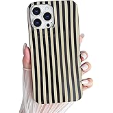 Yeddabox for iPhone 14 Pro Case Cute Striped Phone Case Soft TPU Slim Shockproof Phone Cover for Women Girls, Black