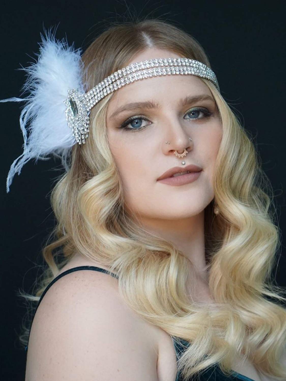 Sweetv Flapper Headband 1920s Headpiece Ivory Great Gatsby Hair