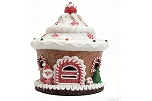 Etnorsu Lighted Christmas Gingerbread House Ornaments, Christmas Candy Gingerbread House Decor with LED Light, Bling Candy House Gingerbread Ornaments Desktop Adornment for Indoor Room Decor (Brown)