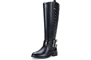 Vepose Women's 49 Knee High Tall Riding Boots with Low Heel + Wide Calf