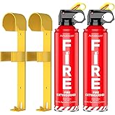 AmzBoom 2-Pack Fire Extinguisher Kit,Compact ABCK Spray for Home, Kitchen, Car, Grill | Eco-Friendly, Anti-Reignition | Mounting Bracket.