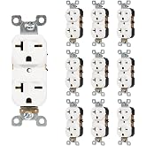 Nema 6-20 Duplex Receptacle, 20 Amp 250 Volt Outlet, White, 10 Pack | 2-Pole, 3-Wire, 6-15R Outlet and 6-20R Receptacle, Industrial Grade