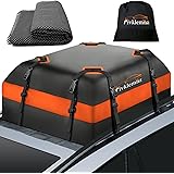 Fivklemnz Car Roof Bag Cargo Carrier, 15 Cubic Feet Waterproof Rooftop Cargo Carrier with Anti-Slip Mat + 8 Reinforced Straps