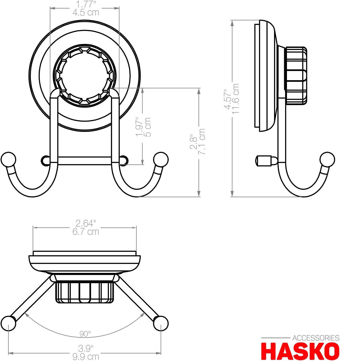 HASKO accessories - Powerful Vacuum Suction Cup Hook Holder - Organizer for Towel, Bathrobe and Loofah - Strong Stainless Steel Hooks for Bathroom & Kitchen, Towel Hanger Storage, Chrome (2 Pack): Home & Kitchen