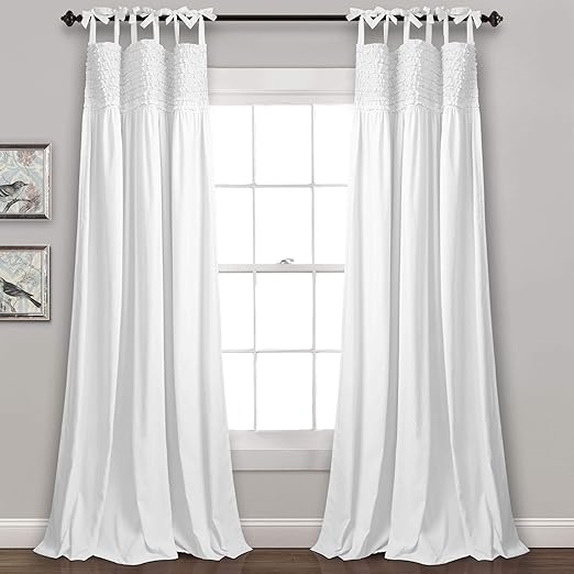 Amazon Com Lush Decor White Lydia Ruffle Window Curtain Panel