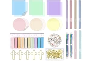 sportsvoutdoors Bible Study Supplies,Christian Gifts for Women,Bible Tabs and Highlighter Set with Ballpoint Pen,Transparent Sticky Notes,Cross Paper Clips and Christian Stickers,Bible Journaling kit