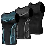 Odoland 3 Pack Men Compression Shirt, Tummy Control