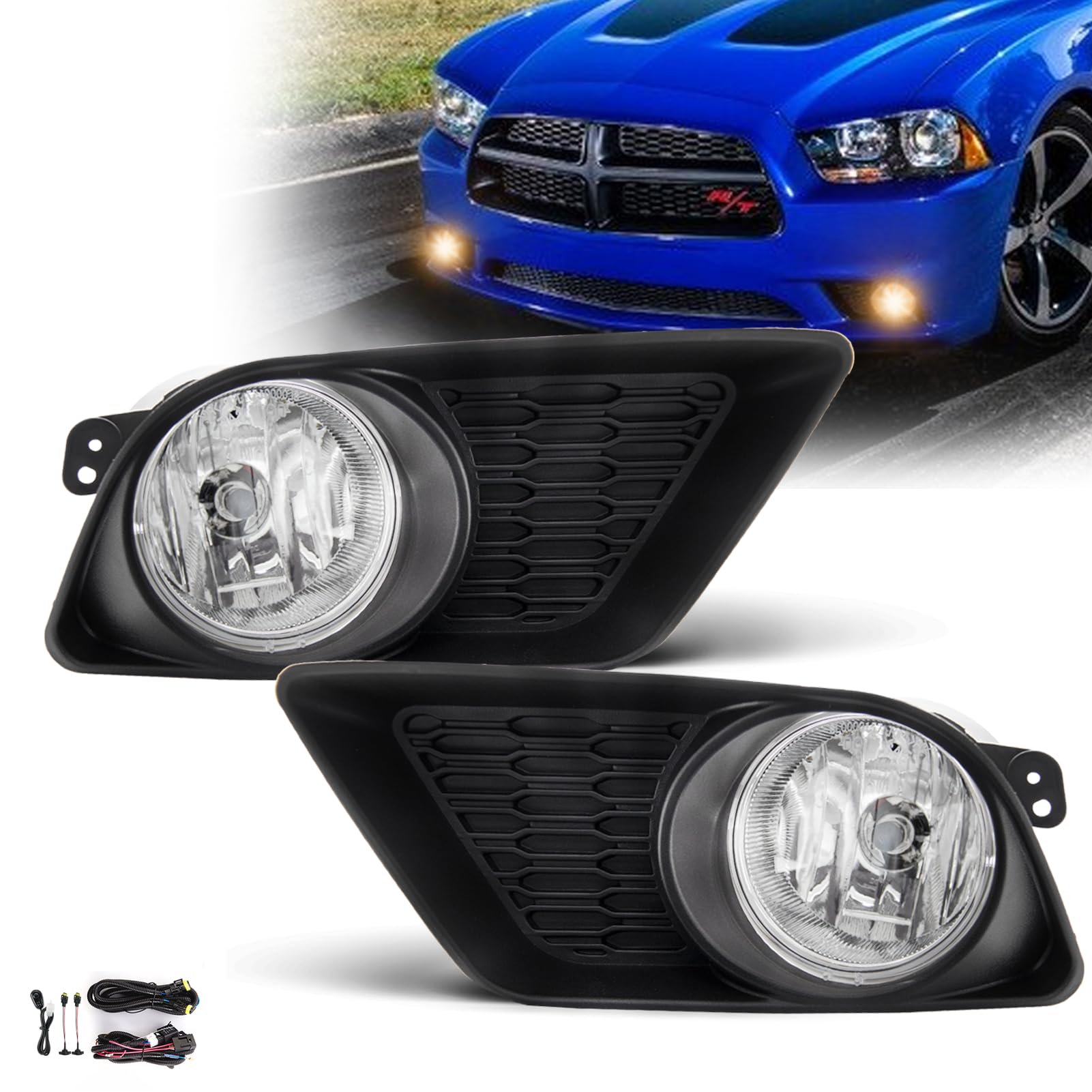 Photo 1 of SPIEGEER Fog Lights Assembly for 2011 2012 2013 2014 Dodge Charger Replacement Lamps Kit with H8 12V 35W Halogen Bulbs ?Clear Lens
