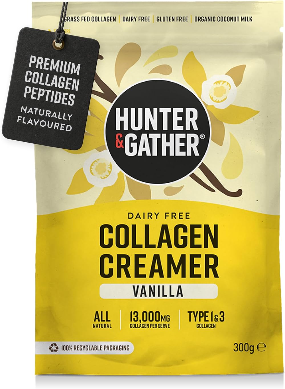 Hunter & Gather Vanilla Coffee Creamer Collagen 300 g Grass-Fed Peptides