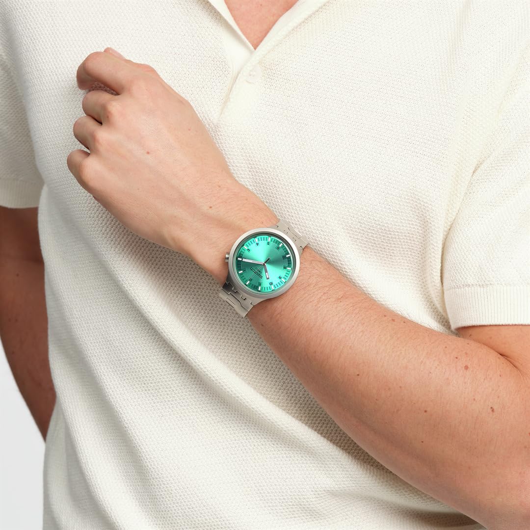 Swatch Big Bold Irony Unisex Watch Casual Plastic Blue Automatic Waterproof Big Bold Irony Aqua Shimmer