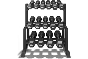 VOPEAK 1100LB Capacity Dumbbell Rack - 3-Tier Heavy Duty Weight Rack & Dumbbell Stand for Home Gym, Adjustable Storage Organizer for Dumbbells, Kettlebells, Space-Saving Weight Stand-(Rack Only)