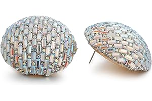 RUOFFETA Large Disco Ball Earrings, Sparkly Half-Ball Earrings for Women 60s 70s Outfits Costume Accessories