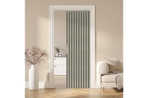 AJAZZ 100% Blackout Accordion Door Magnetic Door Curtain Folding Closet Doors Curtain Invisible Applicable Bedroom Room Living Room Doorway （Grey 42" W x 78" L 1 Panel