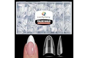 Medium Almond Shape Nail Tips Half Cover 360pcs Medium Nails Double Sided Matte Almond Nail Tips Strong Lasting for Acrylic Press On Nails, 12 Sizes Luckyfairy Gelly Tips
